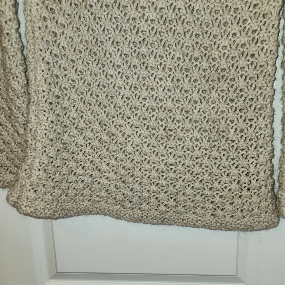 Berretti Made In Italy Open Knit Tan Metallic Sweater Size L Alpaca Wool Blend - Picture 4 of 13